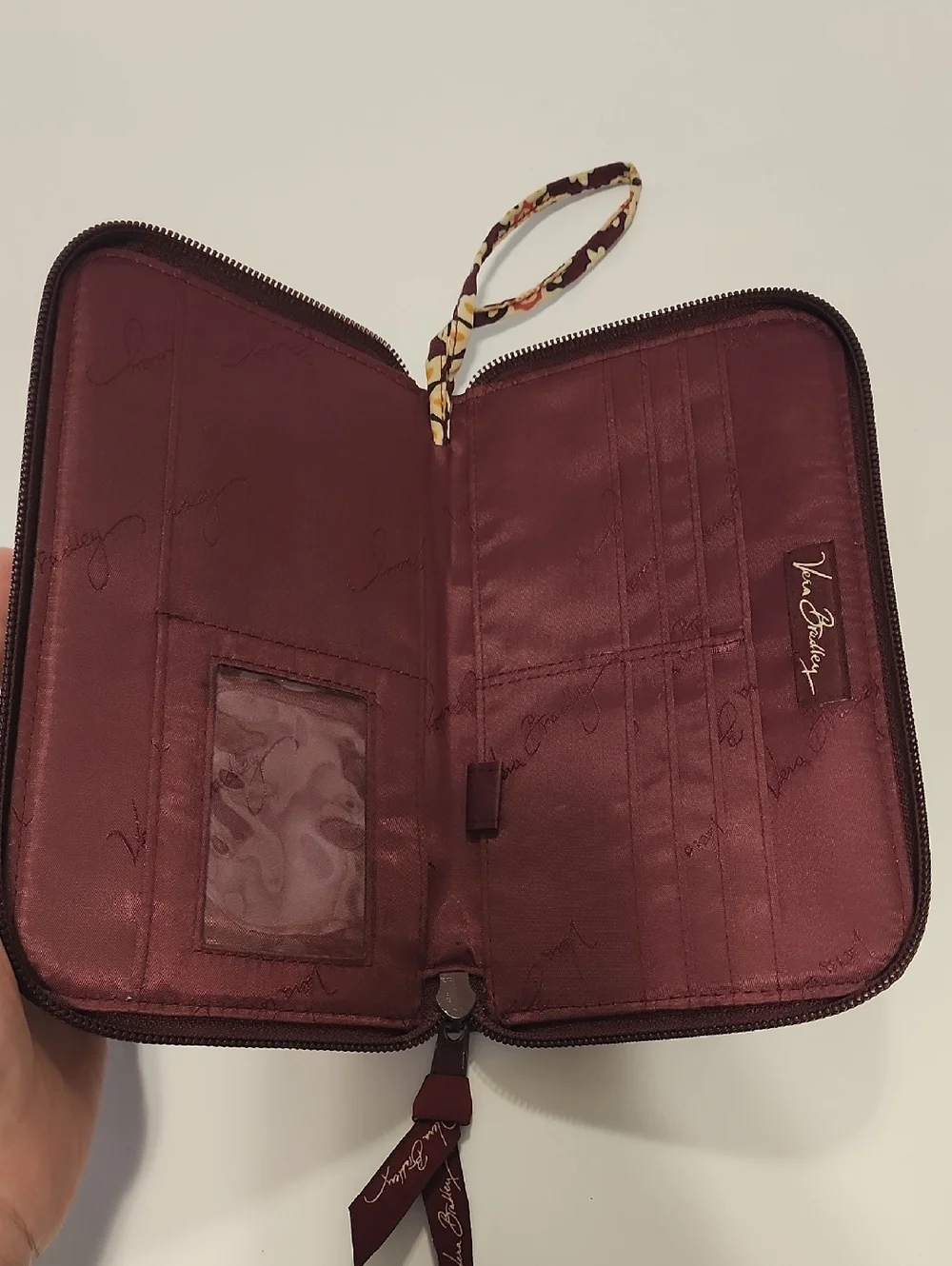 Vera Bradley Patterned  Burgundy Yellow  & Cream Wallet - Picture 5 of 5